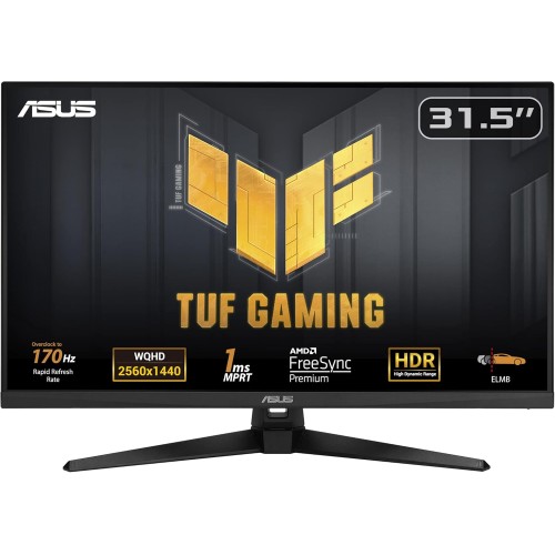 ASUS TUF GAMING VG32AQA1A | Gaming Monitor – 32 inch (31.5 inch viewable), QHD (2560 x 1440), Overclock to 170Hz (above 144Hz), Extreme Low Motion Blur™, Freesync Premium™, 1ms (MPRT), Shadow Boost, HDR, Display Widget Lite
