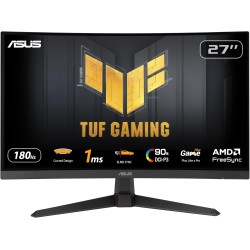 ASUS TUF GAMING VG27VQ3B | Curved Gaming Monitor – 27 inch Full HD, 180Hz, ELMB SYNC, FreeSync, 1ms response time, 90% DCI-P3, Display Widget Center