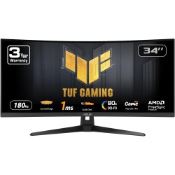 ASUS TUF GAMING VG34VQ3B | Curved Gaming Monitor – 34 inch WQHD (3440x1440), 180Hz, ELMB SYNC, FreeSync Premium, 1ms MPRT, 90% DCI-P3, Display Widget Center